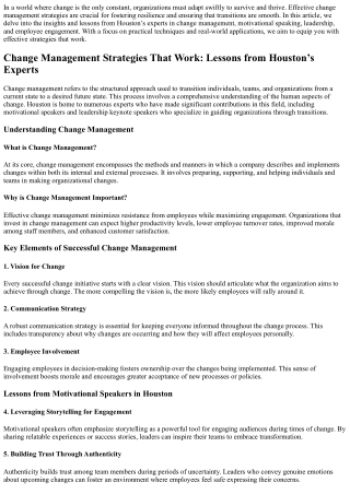 Change Management Strategies That Work: Lessons from Houston’s Experts