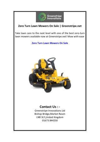 Zero Turn Lawn Mowers On Sale  Greenstripe.net