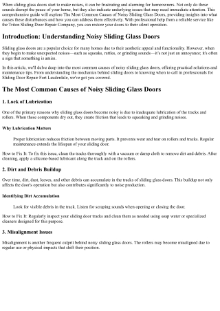 The Most Common Causes of Noisy Sliding Glass Doors