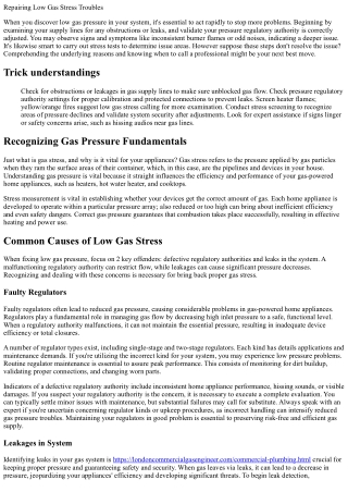 Troubleshooting Low Gas Stress Problems
