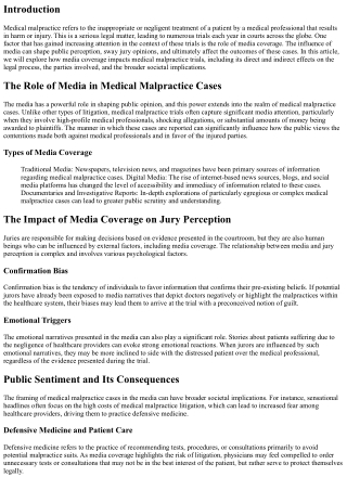 The Influence of Media Coverage on Medical Malpractice Trials