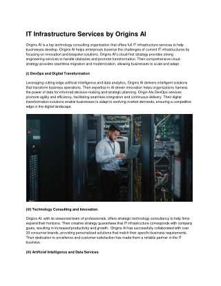 IT Infrastructure Services by Origins AI