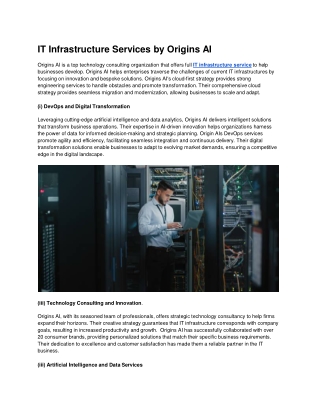 IT Infrastructure Services by Origins AI