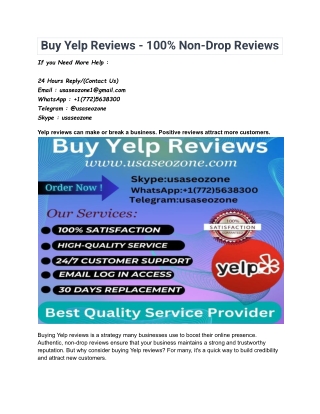 Buy Yelp Reviews - 100% Non-Drop Reviews