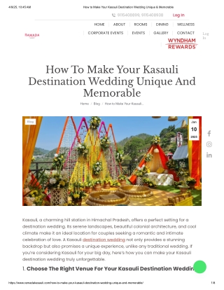 How to Make Your Kasauli Destination Wedding Unique & Memorable