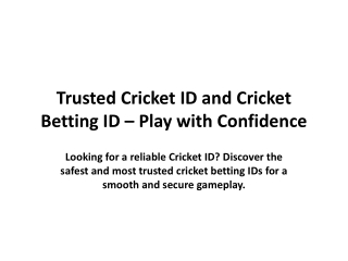 Trusted Cricket ID and Cricket Betting ID – Play with Confidence