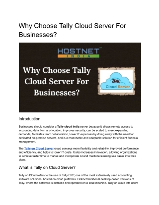Why Choose Tally Cloud Server For Businesses_