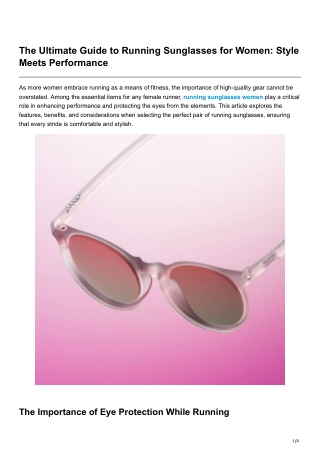 The Ultimate Guide to Running Sunglasses for Women Style Meets Performance