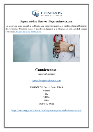 Seguro médico Houston Seguroscisneros.com