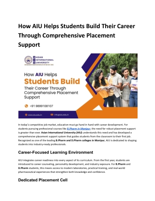 How AIU Helps Students Build Their Career Through Comprehensive Placement Support