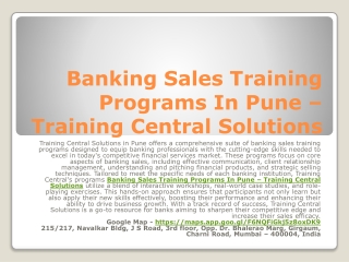 Banking Sales Training Programs In Pune – Training Central Solutions