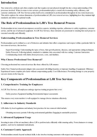 The Role of Professionalism in LJR's Tree Removal Process