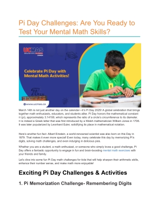 Celebrate Pi Day with Fun Mental Math Exercises & Activities