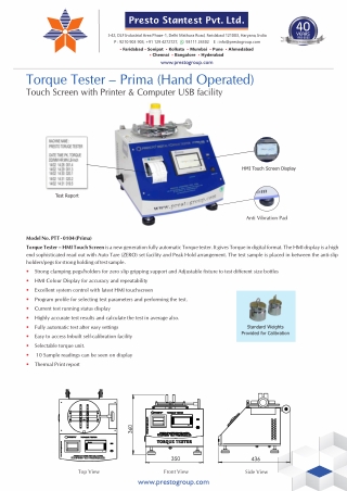 Precision Torque Tester with Printer for Accurate Bottle Testing