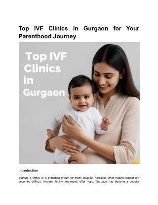 Top IVF Clinics in Gurgaon for Your Parenthood Journey