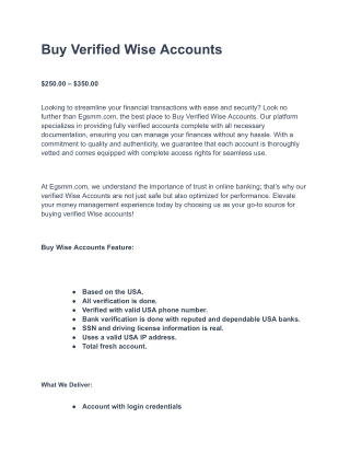 Best Place to Buy Verified Wise Accounts