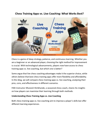 Chess Training Apps vs. Live Coaching: What Works Best?