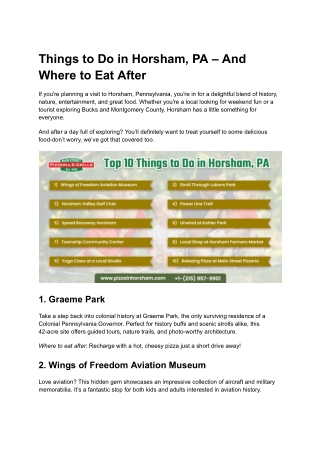 Top 10 Things to Do in Horsham, PA – And Where to Eat After