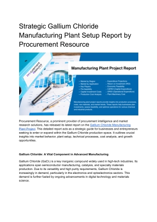 Strategic Gallium Chloride Manufacturing Plant Setup Report by Procurement Resource