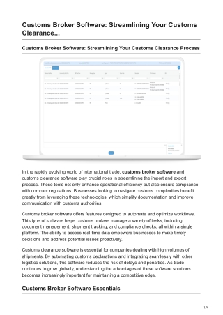 Customs Broker Software: Streamlining Your Customs Clearance Process