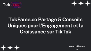 TokFame.co Partage 5 Conseils Uniques pour l’Engagement et la Croissance sur TikTok