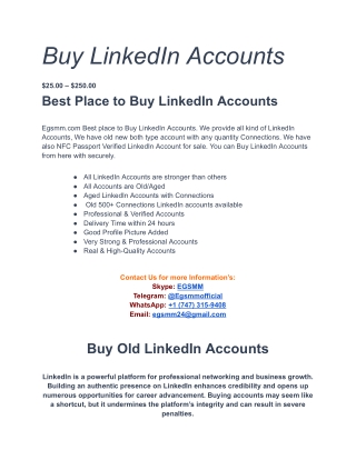 Buy LinkedIn Accounts - Old, Verified And 500  Connections