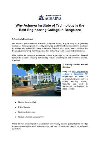 Acharya Institute of Technology – Your Gateway to the Best Engineering Education