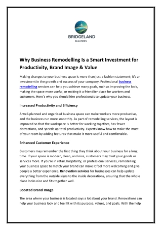 why business remodelling is a smart investment