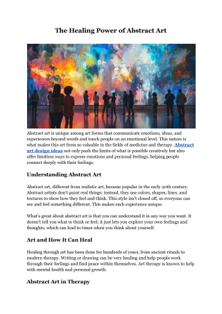 The Healing Power of Abstract Art