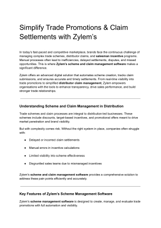 Simplify Trade Promotions & Claim Settlements with Zylem’s