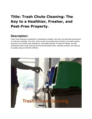 title trash chute cleaning the key to a healthier