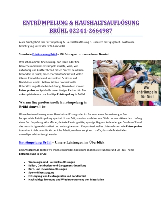 ENTRÜMPELUNG & HAUSHALTSAUFLÖSUNG BRÜHL 02241-2664987