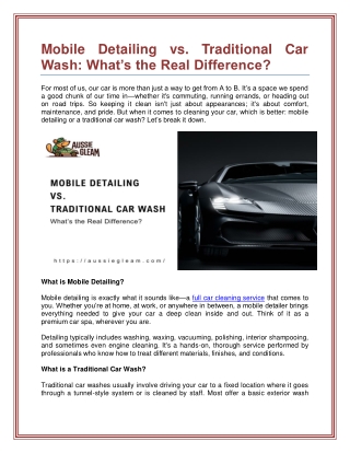Mobile Detailing vs. Traditional Car Wash | Aussie Gleam