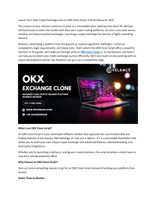 OKX Clone Script: The Fastest Way to Launch Your Crypto Trading Platform in 2025