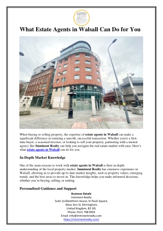 What Estate Agents in Walsall Can Do for You
