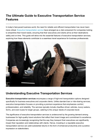 The Ultimate Guide to Executive Transportation Service Features