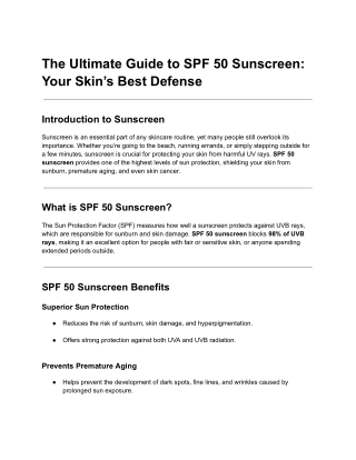 The Ultimate Guide to SPF 50 Sunscreen
