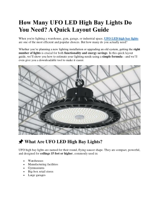 how many ufo led high bay lights do you need