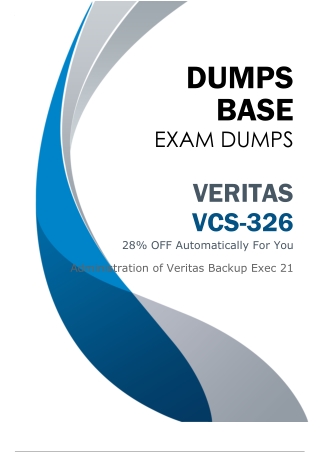 Veritas VCS-326 Dumps (V8.02) - Essential Materials to Streamline Your Prep