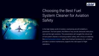 Choosing the best fuel system cleaner for aviation safety