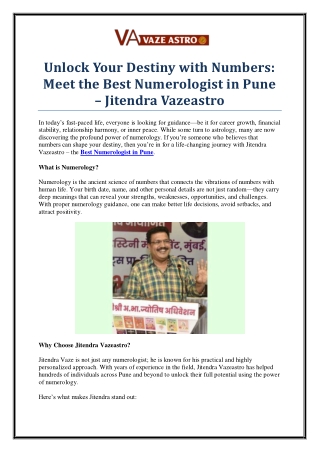 Transform Your Life with Expert Guidance from the Best Numerologist in Pune