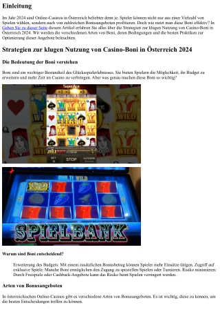 Strategien zur klugen Nutzung von Casino-Boni in Österreich 2024