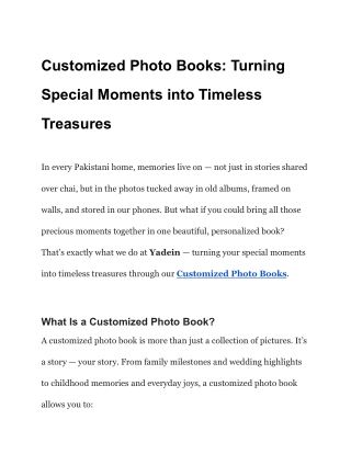 Customized Photo Books_ Turning Special Moments into Timeless Treasures