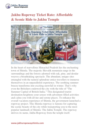 Jakhu Ropeway Ticket Rate: Affordable & Scenic Ride to Jakhu Temple