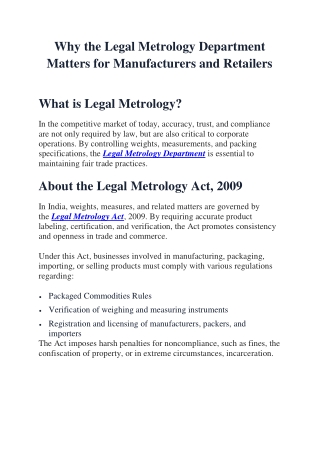 Why the Legal Metrology Department Matters for Manufacturers and Retailers