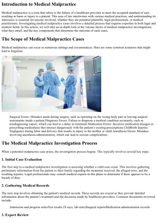 Behind the Scenes of Medical Malpractice Investigations