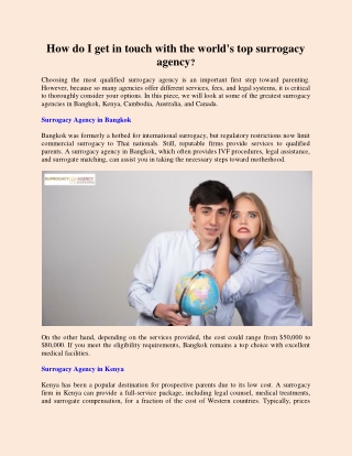 How do I get in touch with the world's top surrogacy agency?