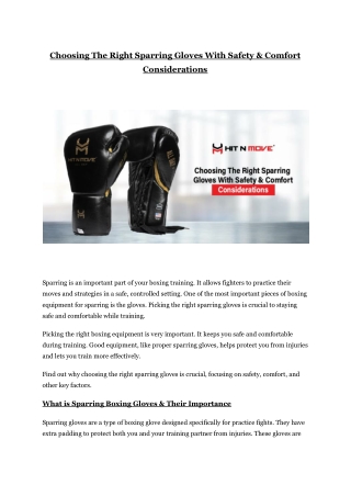 Choosing The Right Sparring Gloves With Safety & Comfort Considerations