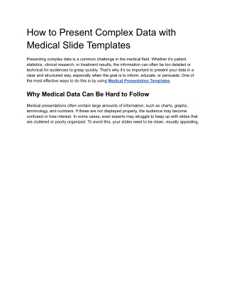 How to Present Complex Data with Medical Slide Templates
