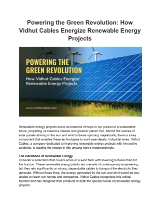 Powering the Green Revolution_ How Vidhut Cables Energize Renewable Energy Projects